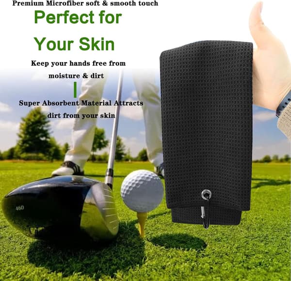 1 sort 40*60 cm vaffelhåndklæde til golfbag med klips