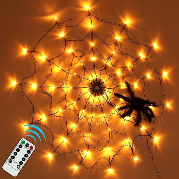 1 stk Halloween Spindelvev Lys 70LED Varmt Lys med Mini