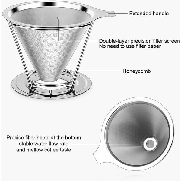 (800Mesh) Återanvändbart kaffefilter, permanent filter i rostfritt stål
