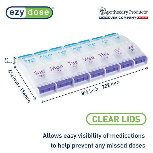 Ezy-Dose AM/PM trykknapp pilleplanlegger (XL)