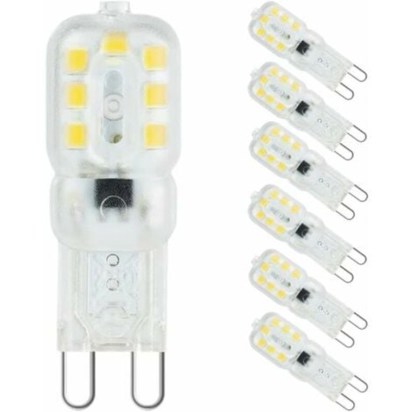 Set med 10 G9 3W LED-lampor - motsvarande 33W halogenlampor, 6000K