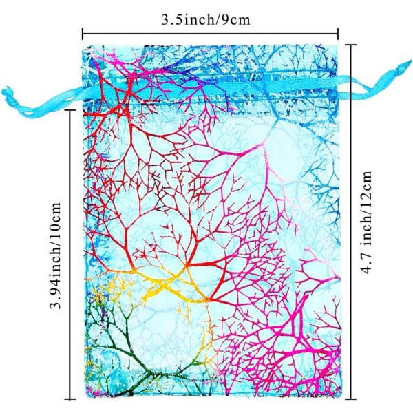 100 stk Blå Organza Trækpose Smykkeposer, Korallin
