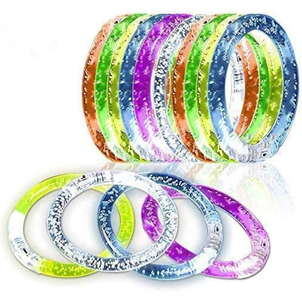 12 stk Blinkende Armbånd, Gjenbrukbare Akryl Farge LED Armbånd