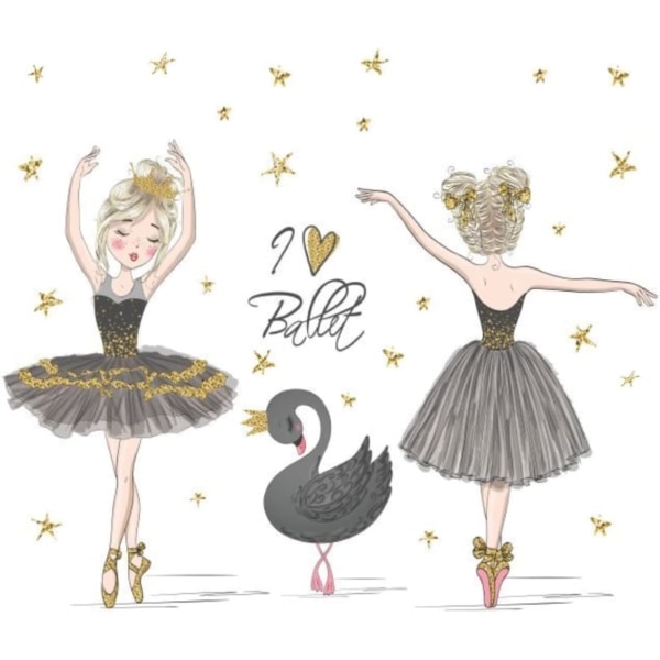 Black and Grey Swan Wall Stickers Ballett Girl Kids Wall Stickers