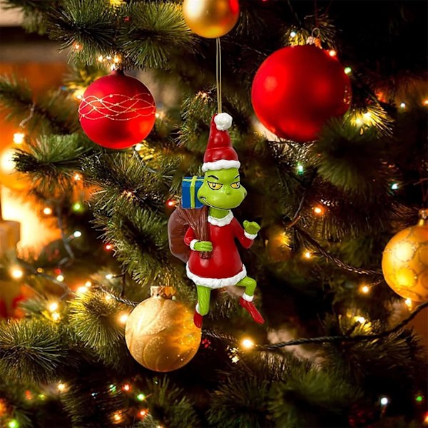 Grinch Joulukoriste, Vihreät Joulukoristeet, 18kpl Joulukuusen Hartsipendantti, 2D Joulu Ripustuskoristeet
