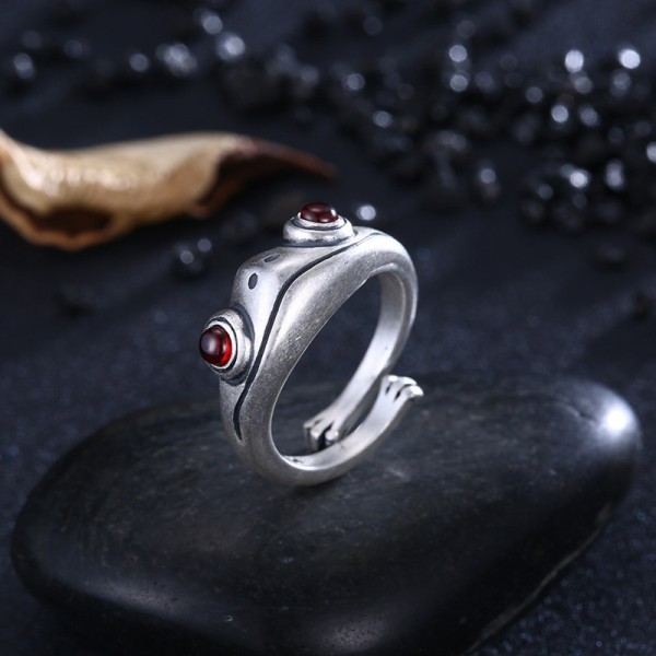 Sølv frø dyre ring damer retro sød dyre ring, retro