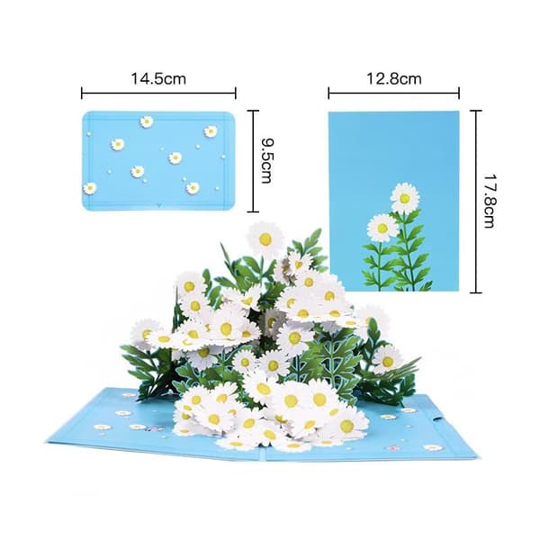 1 st Pop-up-kort med blommor \"Daisy med fjäril\" 3D-blomma