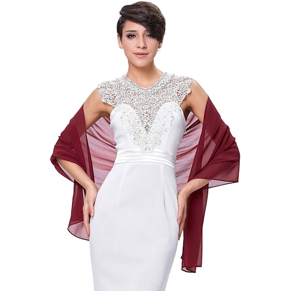 Aftenkjole Sjal Ensfarget Chiffon Sjal Bryllup Cheongsam