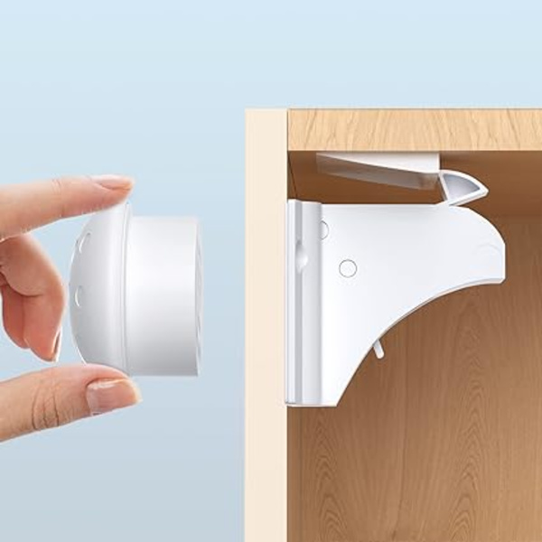 Magneettiset lapsiturvallisuuslukot kaappeihin, 2 kpl Vauvan kestäviä magneettilukoja