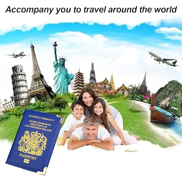 Britisk Passlommebok for Menn og Kvinner (Blå), Reise PU