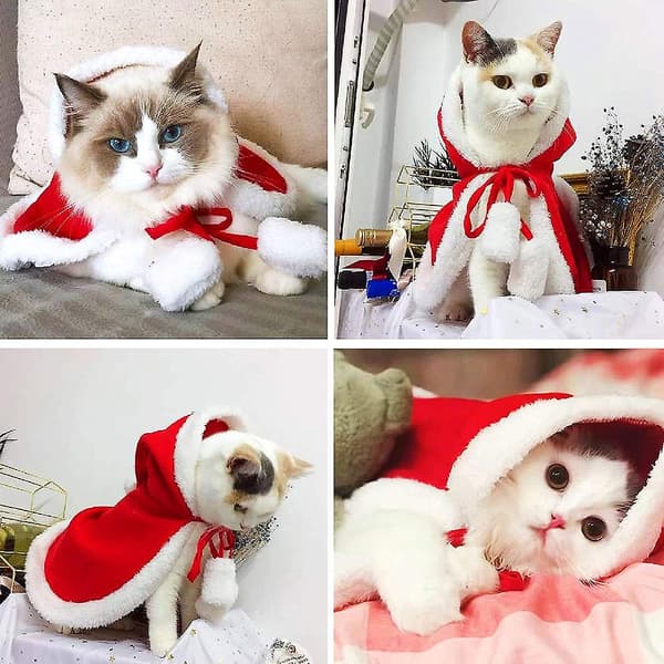 Julekostume Poncho Kappe med Hat Julemandskåbe til