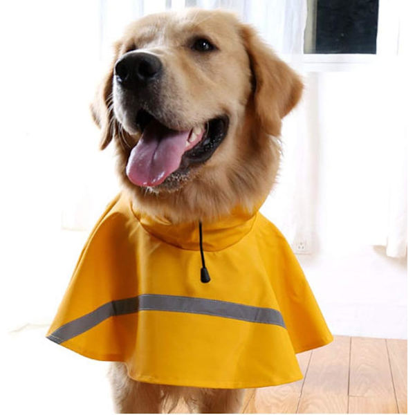Regnjakker til store hunde med reflekterende stribet hætte, regn