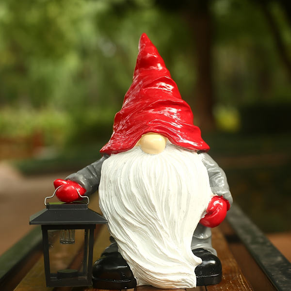 1 Julgran Resin Sollampa Tomte Dekoration Semesterträdgård