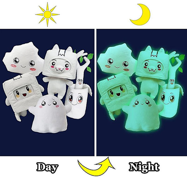 Lankybox Glow In The Dark Plysch Foxy Boxy Ghosty Lanky Box Avtagbar Mjuk Leksak Barn Present Vändbar Docka Flicka Sängkudde 20cm