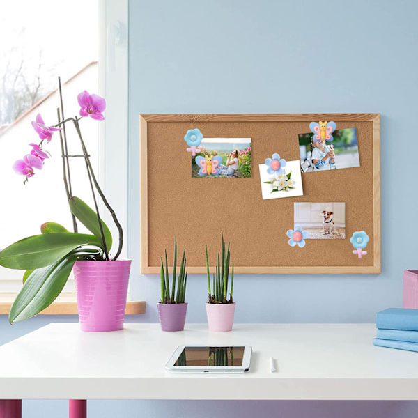30 st blå fjärilsblommiga väggdekorationer I-formade spikar,
