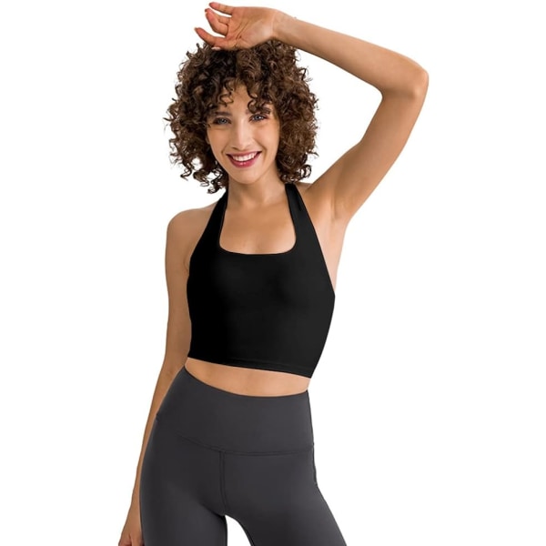 L Sort Dame Push Up Sports-BH uden bøjle, Sportswear
