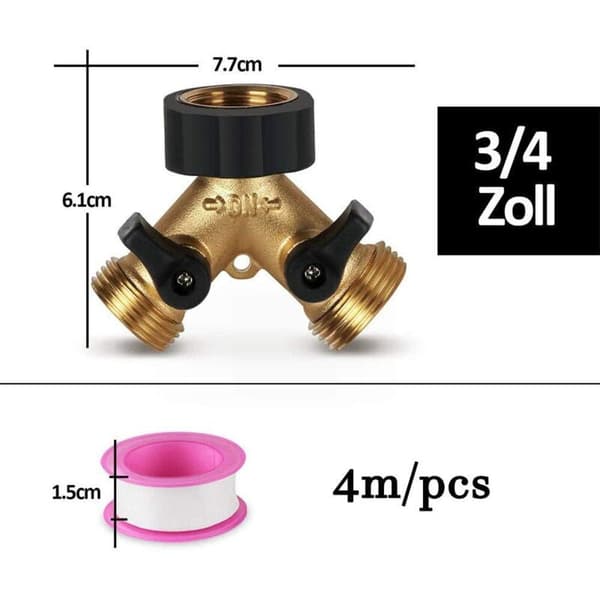 2-veis Y-fordeler splitter for 3/4\" tilførselsslange, dobbeltapp-tilpasset