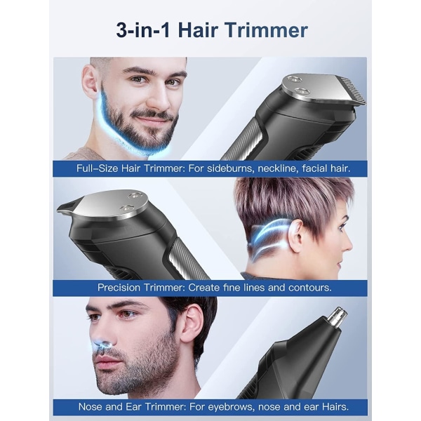 Beard Trimmer Hair Clippers Men, Nose & Ear Trimmer, All-in-One