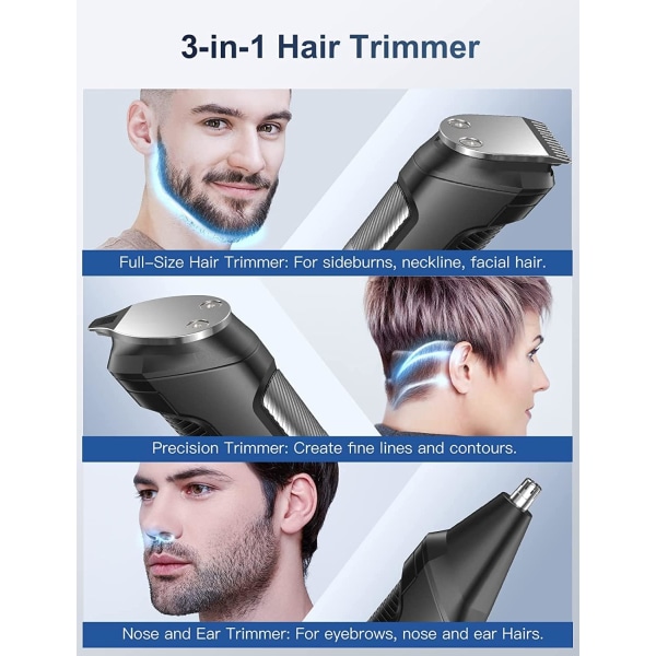 Skægtrimmer Hårklippere Mænd, Næse & Øre Trimmer, Alt-i-Én