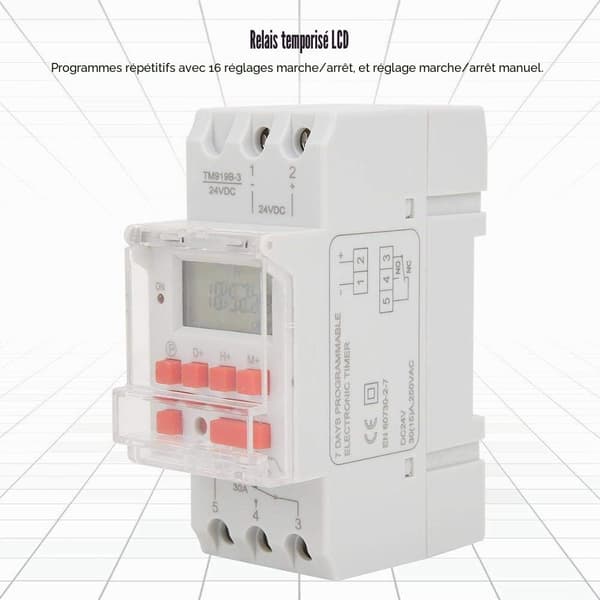 24V 30A Veckovis 12/24h Timerbrytare LCD På/Av Programmerbar Kontroll Tidsrelä, Timer