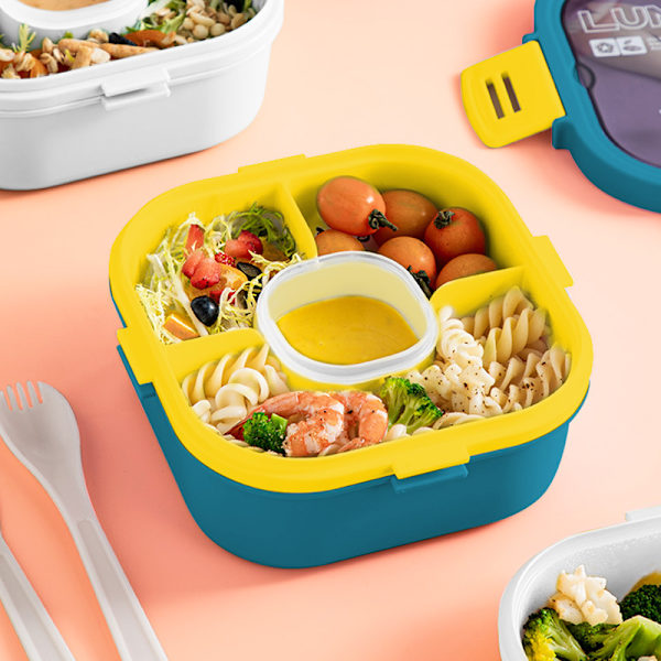 Salat - Stabelbar lunsjboks med stor 1200ml salatbolle,