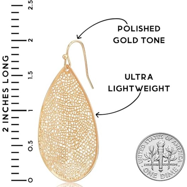 Tåardrop Dangle Örhängen för Kvinnor - Guld, Roséguld eller Silverfärgade De