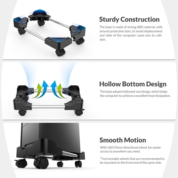 Mobil CPU-Stativ, Stativvagn för Datorer med