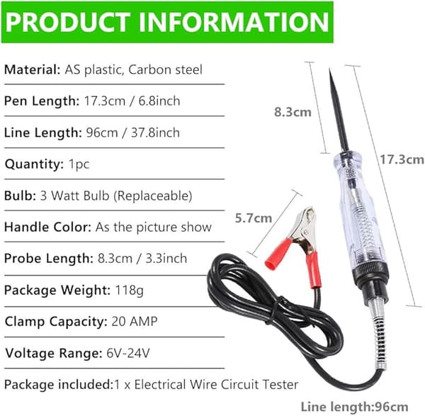 Elektrisk Testpenna, 6V/24V Spänning Krets Testare Sond Enhet
