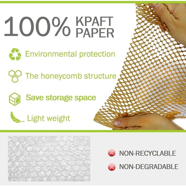 30cm*50m Kraft-omslagspapper Honeycomb, Miljövänlig Kraft