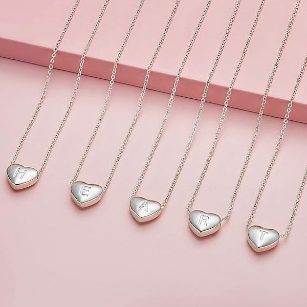 Elegant Halsband med Initialer Bokstäver T Hjärtformad Berlock Halsband 18K Äkta