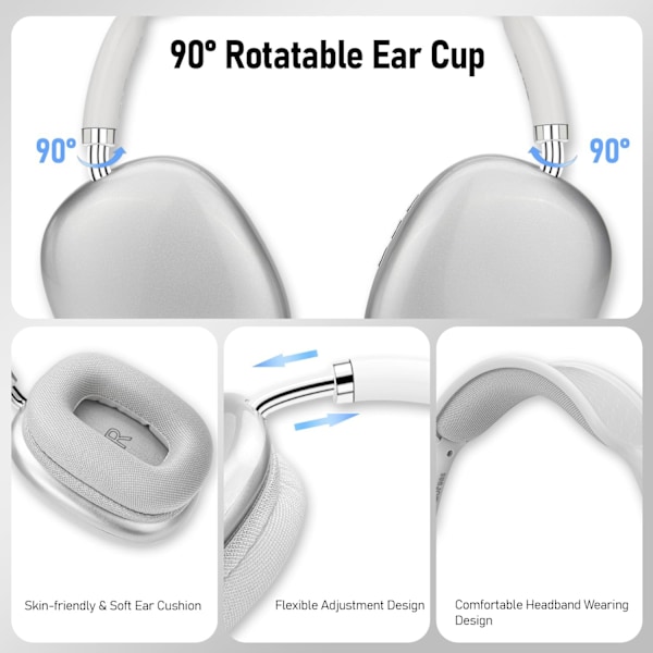 Langattomat Bluetooth-kuulokkeet, jopa 28 tunnin akunkesto (hopea)