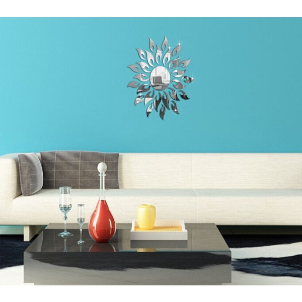 mirror wall stickers sun flower shape wall stickers for home