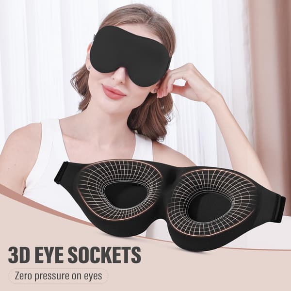 Søvnmaske til Sidsøvn, 100% Lysblokerende 3D Søvnmaske, Blød Åndbar Øjenmaske til Kvinder Mænd, Afslap