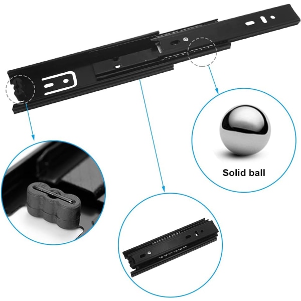 2 Skåp-Skenor, 150mm Full Utdragbar Skåp-Skena, Sido-Montering