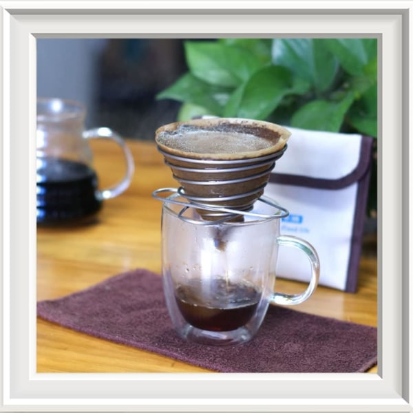 Kaffefilter i rostfritt stål, hopfällbar kon -