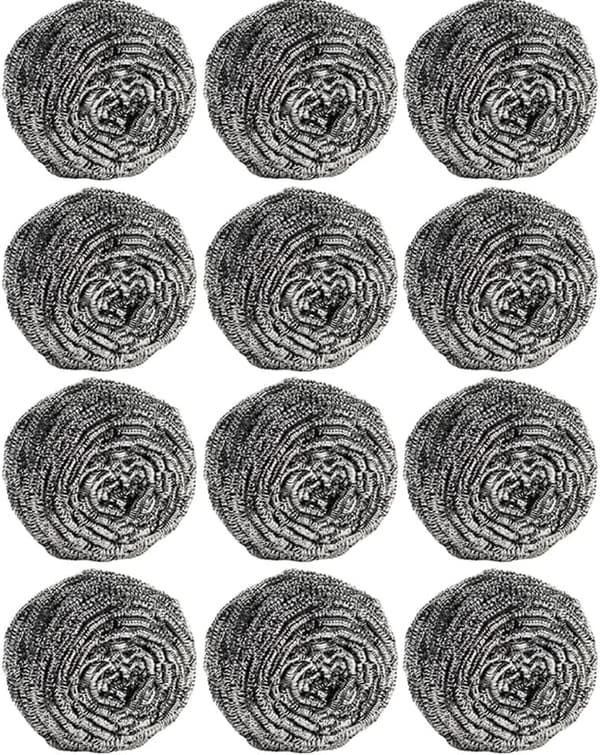 Stålullsskrubbare för rengöring av disk, kastruller, grytor, ugnar, 12-pack