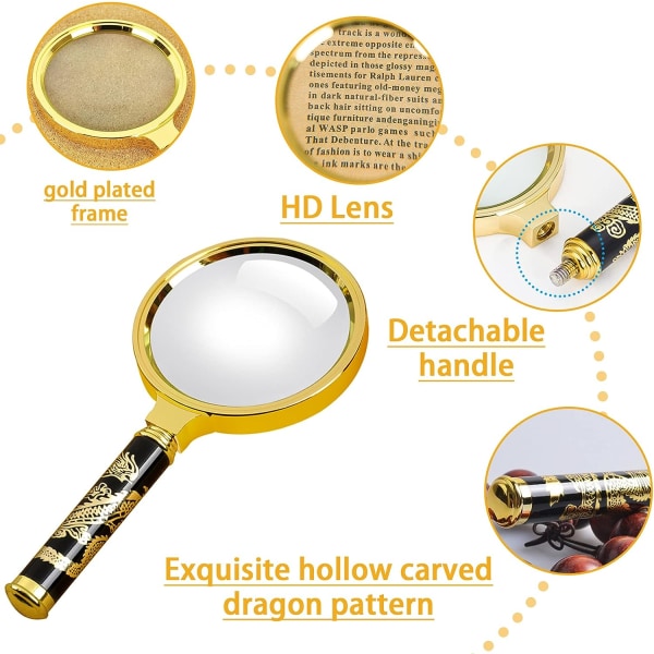 Reading Magnifier 10X Magnifier 80mm and Shatterproof Mirror for