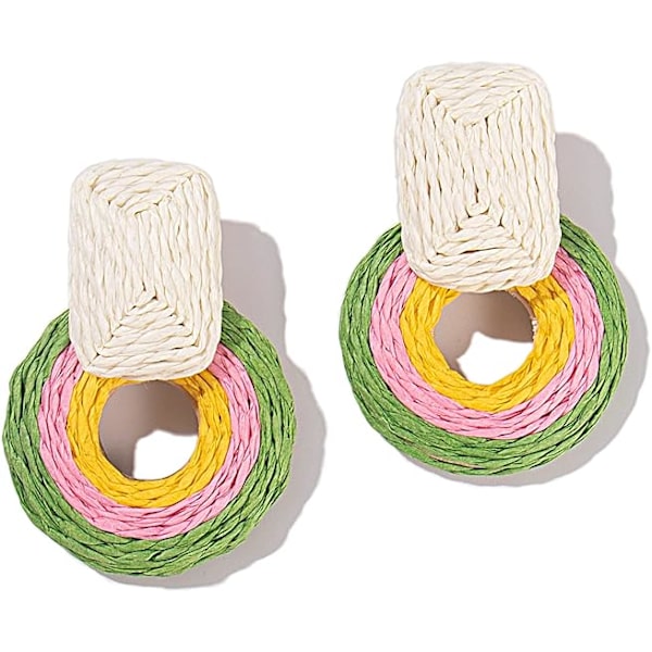 Statement Raffia Øreringe Søde Boho Øreringe Rattan Dangle Øreringe