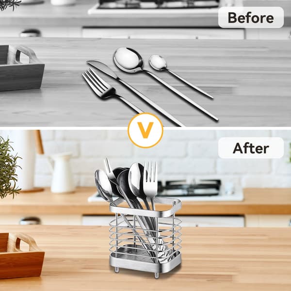 Rustfritt stål bestikk tørkerack, bestikk Caddy rack kurv arrangør