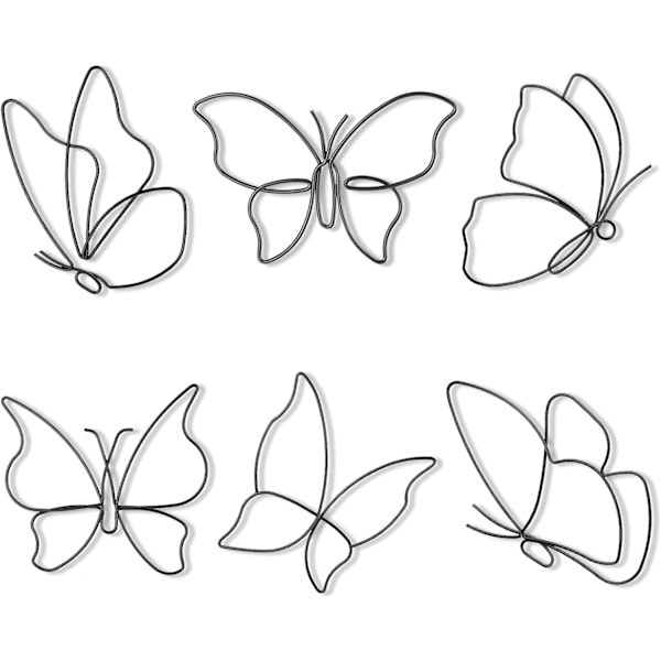 6 stk. Metal Butterfly Wall Hanging Décor, Dekorationer Decals A