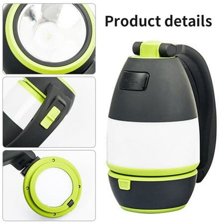 Campinglampe, oppladbar, vanntett, LED-campinglys, USB