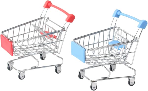 Mini indkøbsvogn legetøj, Trolley model legetøj, bordplade mini opbevaring