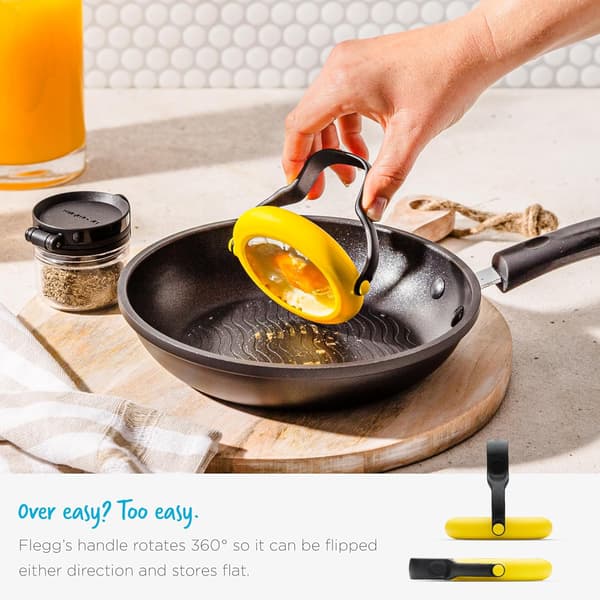 3-i-1 Flexibla Äggringar, Stekspadar & Serveringsredskap i Silikon Säker för Non-Stick - 2-pack, Gul