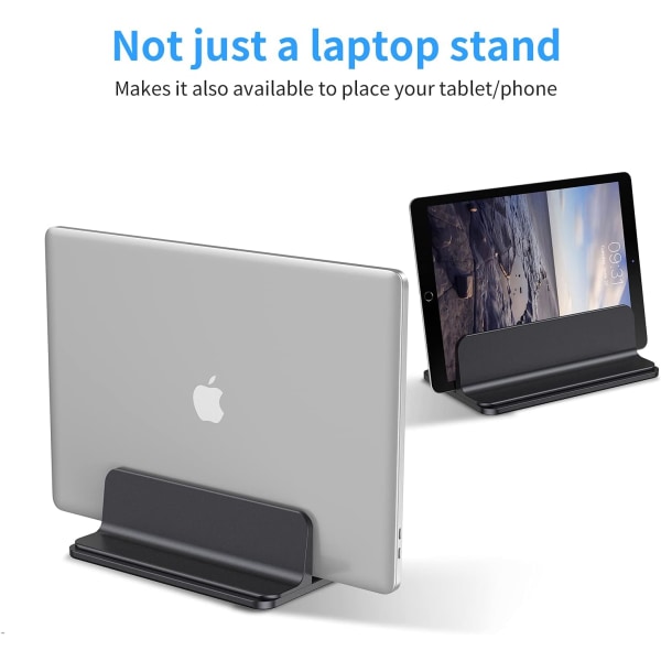 Black Vertical Laptop Stand, Adjustable Aluminum Laptop Stand