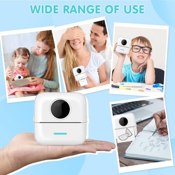 Mini Fotoprinter (8,2*8,2*4,5cm), Bærbar Termisk Printer Lille