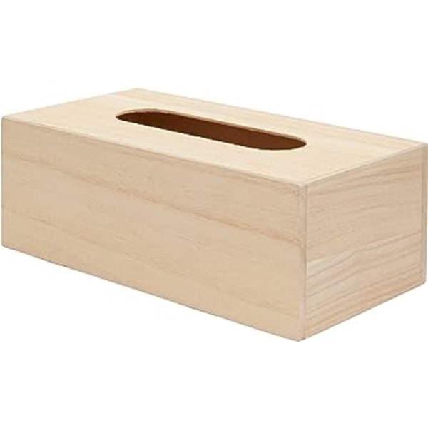 Tissue Box with Bottom, Wood, Beige, 19.5 x 12.5 x 8.5 cm