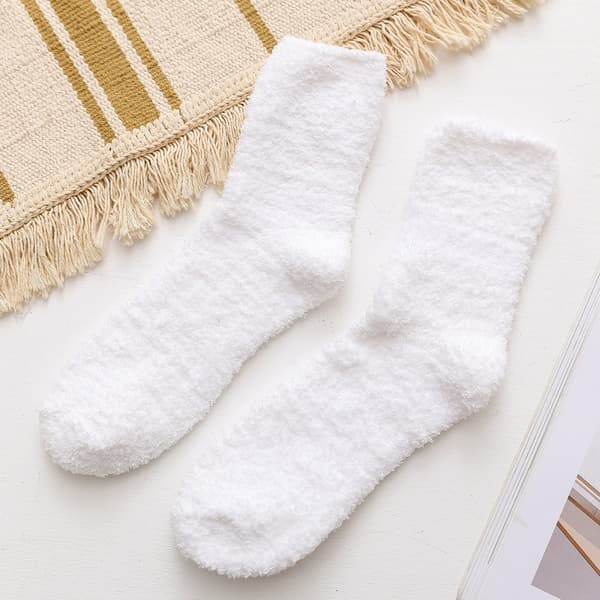 5 Par Dame Bløde Vintervarme Solide Farver Plush Sokker