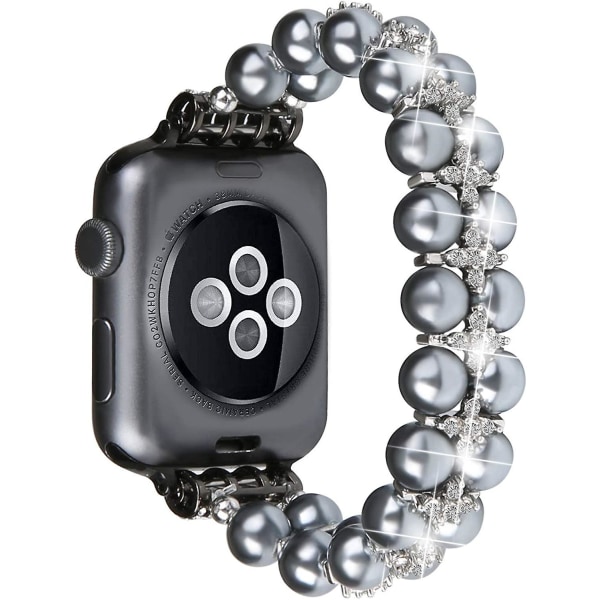Artificiell elastisk stretch bling diamant smycke armband ersättning rem för kvinnor flickor pärlarmband kompatibel med Apple Watch Band 38/40/41mm