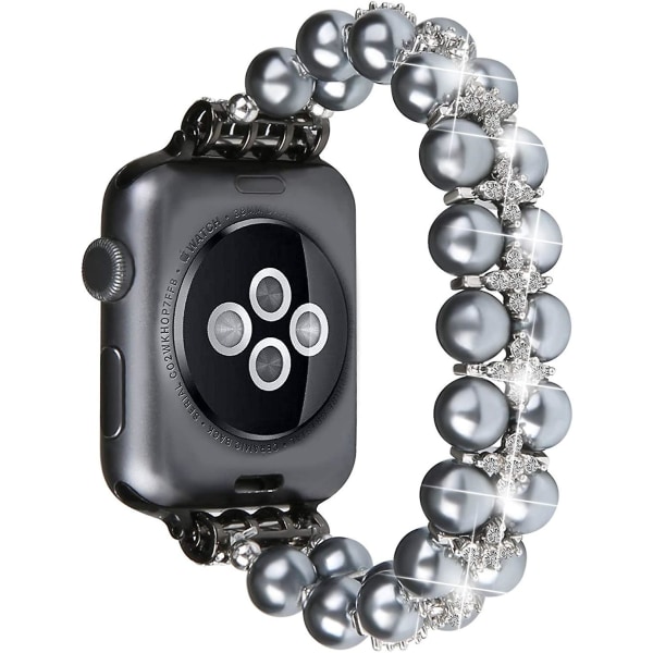 Kunstig elastisk stretch bling diamant smykke armbånd erstatningsstropp for kvinner jenterPerle armbånd kompatibel med Apple Watch Band 38/40/41mm