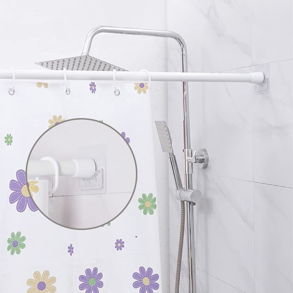 4-pack transparent duschdraperi stångfäste, väggmonterat